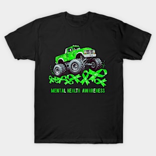 Monster Truck Ribbon Mental Health Awareness T-Shirt